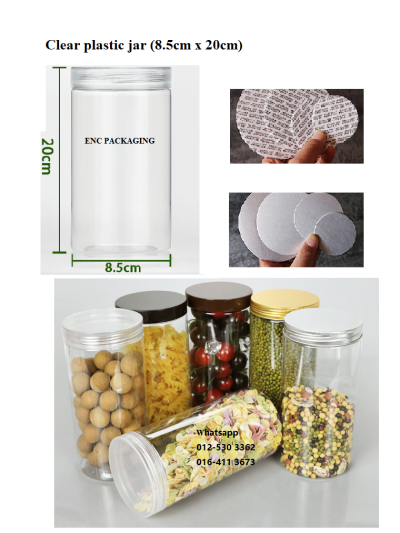 Clear jar 1090ml (8.5cm x 20cm)