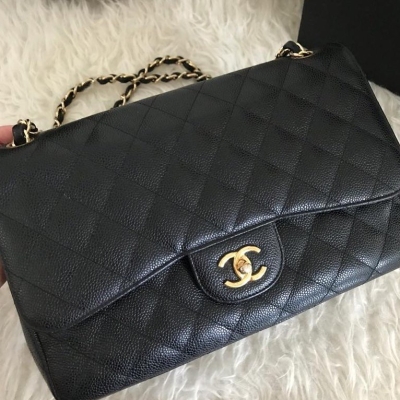 (SOLD) Chanel Classic Jumbo Black Caviar GHW