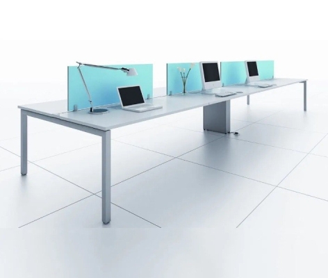 6 cluster workstation with fabric panel and rumex metal leg