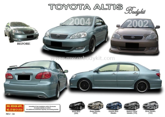 TOYOTA ALTIS 2002 / 2004 AM STYLE BODYKIT + SPOILER