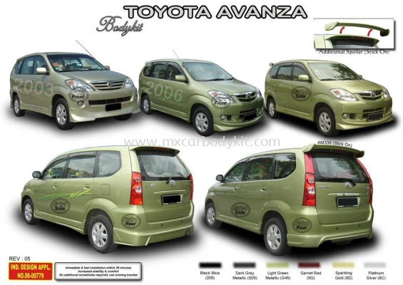 TOYOTA AVANZA 2003 / 2006 AM STYLE BODYKIT + SPOILER