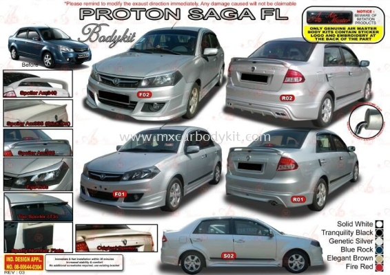 PROTON SAGA FL AM STYLE BODYKIT + SPOILER