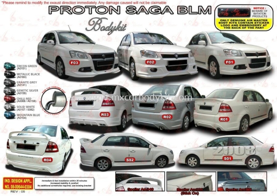 PROTON SAGA BLM AM STYLE BODYKIT + SPOILER