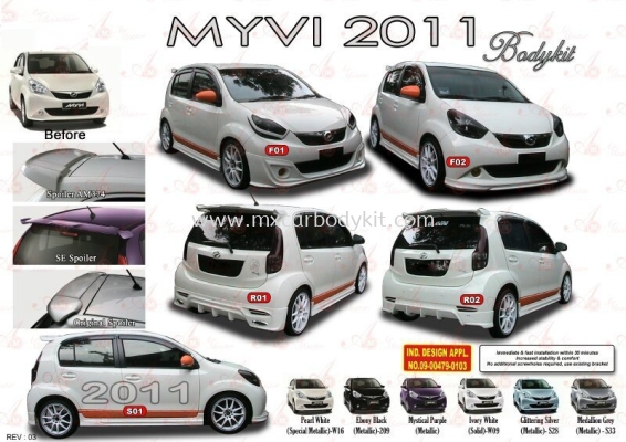 PERODUA MYVI 2011 AM STYLE BODYKIT + SPOILER