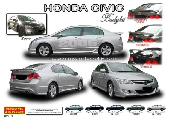 HONDA CIVIC 2006 AM STYLE BODYKIT + SPOILER