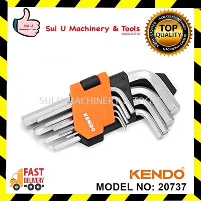 KENDO 20737 9 PCS Ball End Hex Key Set (Extra Long Arm)