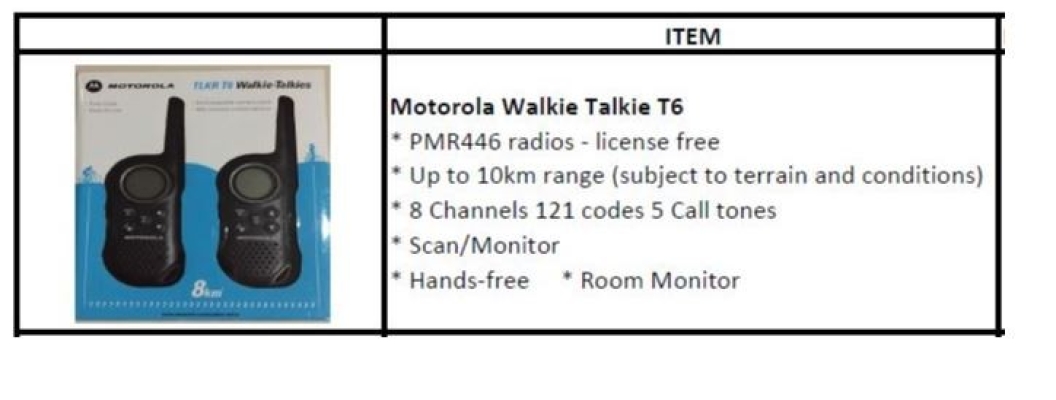 Motorola Walkie Talkie T6