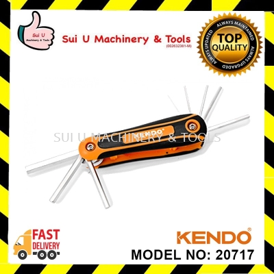 KENDO 20717 8 PCS Folding Hex Key Set