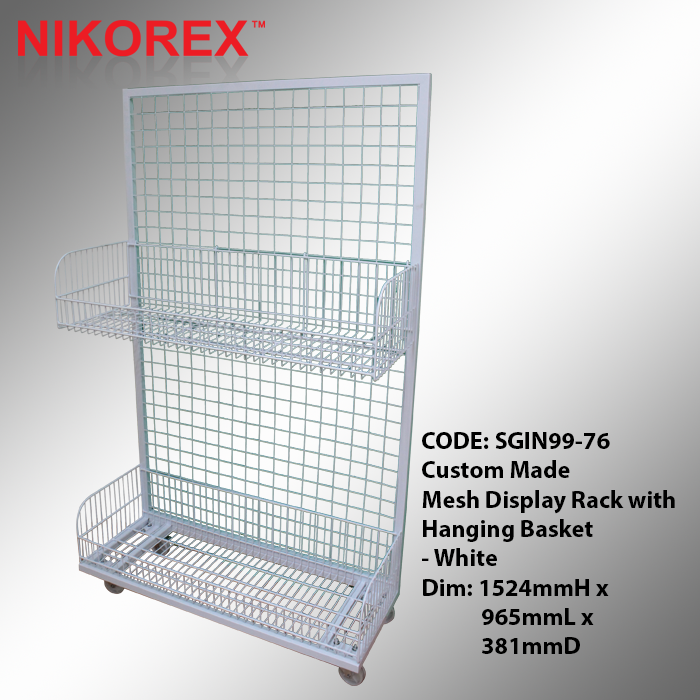SGIN99-76 - Mesh Display Rack with Hanging Basket Racking CUSTOM MADE ...