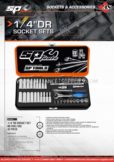 SP TOOLS 1/4"DR Socket Sets