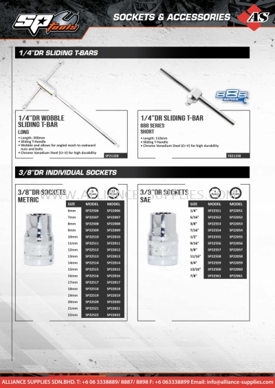 SP TOOLS 3/8" DR INDIVIDUAL Sockets & Accessories