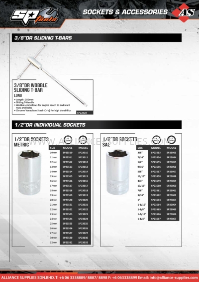 SP TOOLS 1/2"DR INDIVIDUAL Sockets & Accessories