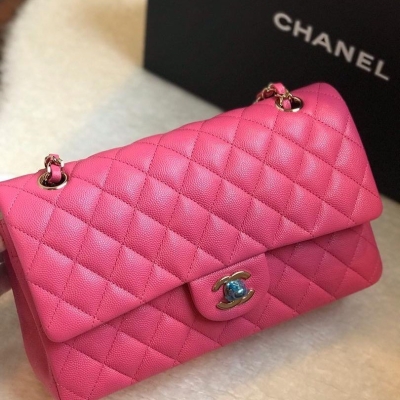 (SOLD) Brand New Chanel Medium Classic Bubblegum Caviar GHW