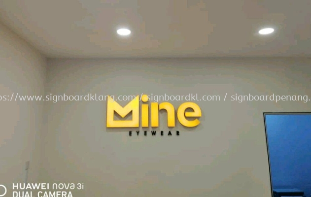 Mine eye wear 3D led channel box up lettering indoor signage at bandar botanic bukit tinggi klang