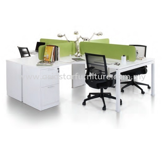 MODERN CLUSTER OF 4 OFFICE PARTITION WORKSTATION - Partition Workstation KL Eco City | Partition Workstation Kuchai Lama | Partition Workstation Bandar Kinrara | Partition Workstation Bukit Jalil