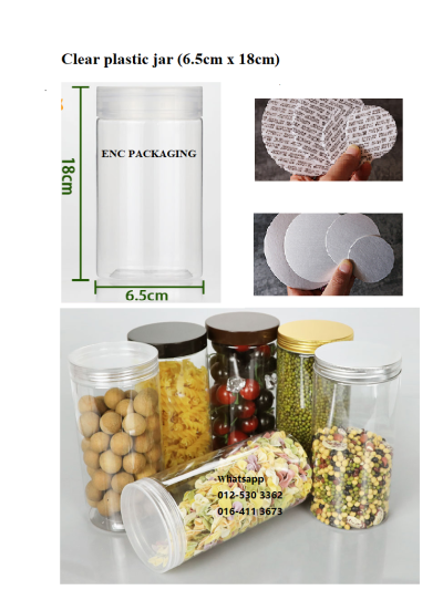 Clear jar 535ml(6.5cm x 18cm)