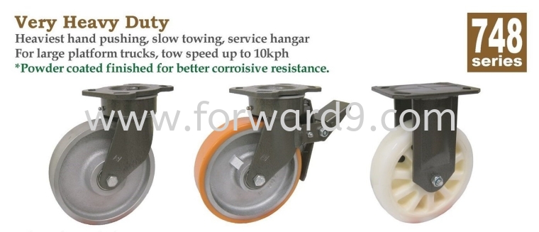 748 Series Top Plate Polyurethane / Nylon / Cast Iron Castor Wheel  Heavy Duty Castor  Castors Wheel