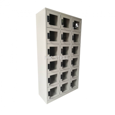 18 COMPARTMENT LOCKER WITH GLASS DOOR