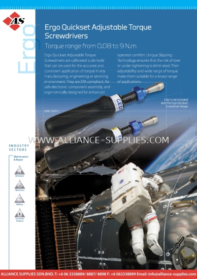 GEDORE Ergo Quickest Adjustable Torque Screwdrivers - Torque Range from 0.08 to 9 N.m