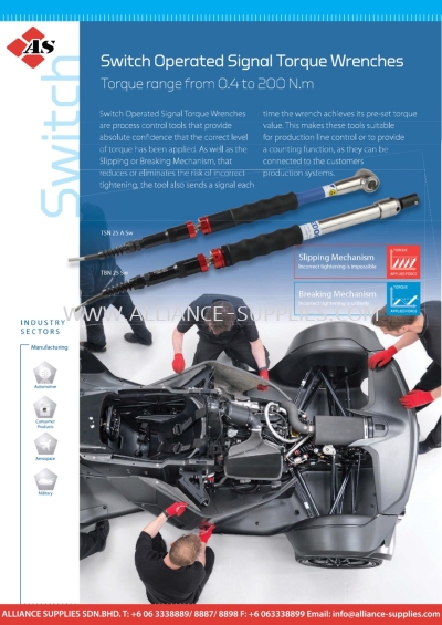 Switch Operated Signal Torque Wrenches - Torque Range from 0.4 to 200 N.m