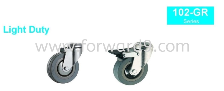 102-GR Series Bolt Hole Grey Rubber Castor Wheel  Light Duty Castor  Castors Wheel