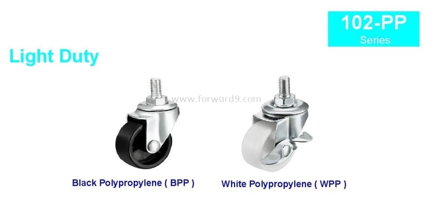 102-PP Series Thread Stem Polypropylene Castor Wheel 