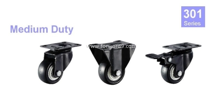 301 Series Top Plate Black Polyurethane Castor Wheel