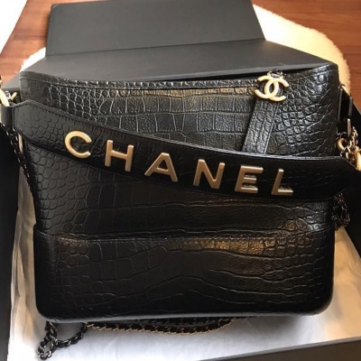 (SOLD) Brand New Chanel Medium Gabrielle Hobo Embossed Croc GHW