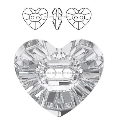 SW, HEART CRYSTAL BUTTON, 3023#, 12*10.5MM/14*12MM, 001 CRYSTAL