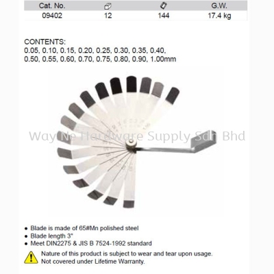 09402 - Pc Feeler Gauge Set 0.05-1.00mm