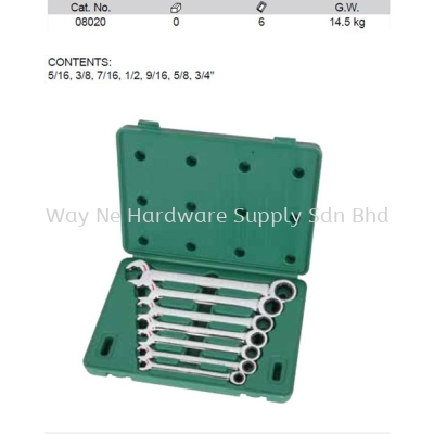 08020 - Pc SAE Double Ratcheting Wrench Set