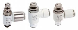 Speed controller elbow with push-in fitting (SC3W) Speed control valves, metering valves Speed control valves, check valves, auxiliary components CKD