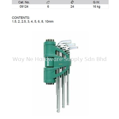 09124 - Pc Metric Extra Long Ball Point Hex Key and Torque Handle Set