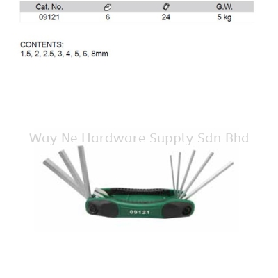 09121 - Pc Metric Hex Key Fold up Set