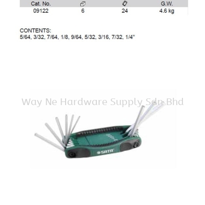 09122 - Pc SAE Hex Key Fold up Set