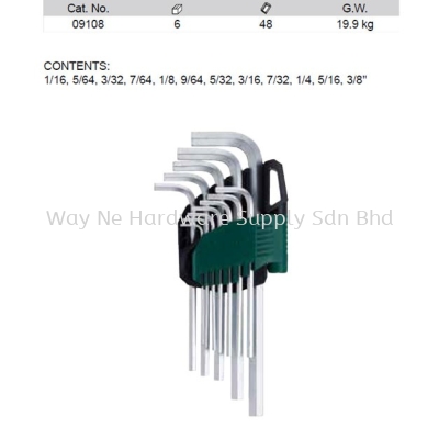 09108 - Pc SAE Long HeX Key Set