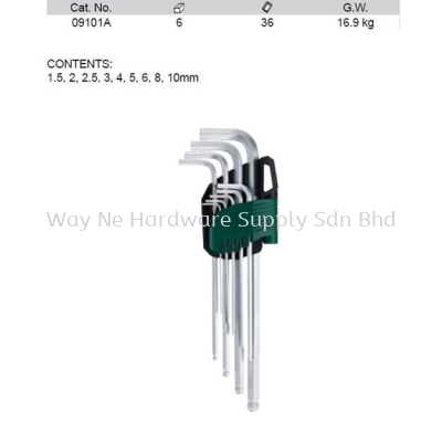 09101A - Pc Metric Extra Long Ball Point Hex Key Set