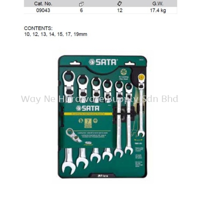 09043 - Pc Metric XL Locking Flex Head Combination Ratcheting Wrench Set