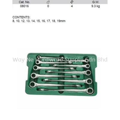 08016 - Pc Metric XL X Beam Ratcheting Combination Wrench Set