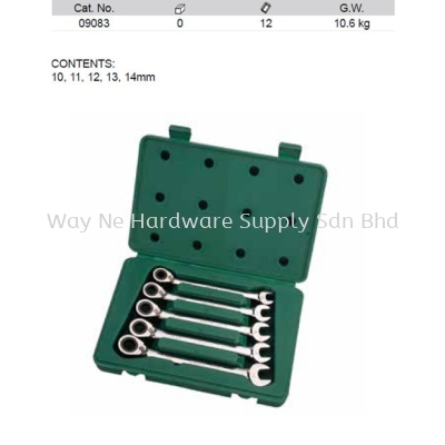 09083 - Pc Metric Reversible Combination Ratcheting Wrench Set