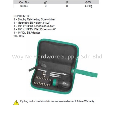 09342 - Pc Ratcheting Stubby Screwdriver Set