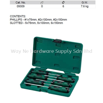 09309 - Pc Cushion Grip Combination Screwdriver Set