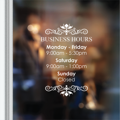 Custom Business Hours Decal