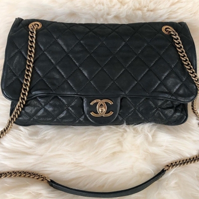 (SOLD) Chanel Easy Flap Full Leather Black GHW