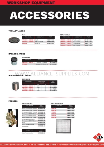 6.02.10 CP Workshop Equipment - Accessories