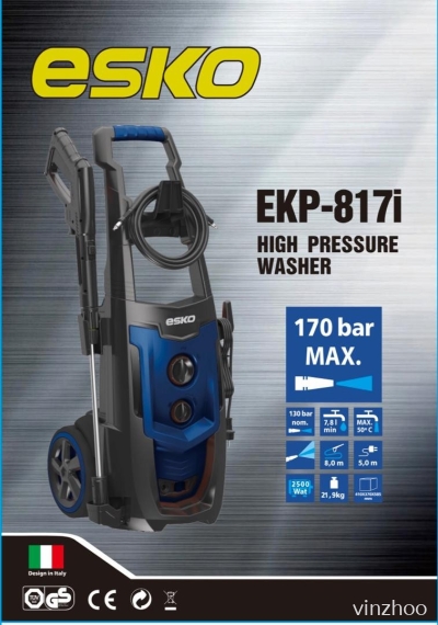 ESKO High Pressure Cleaner Washer EKP-817i-170 Bar 1800W Water Jet Italy Design