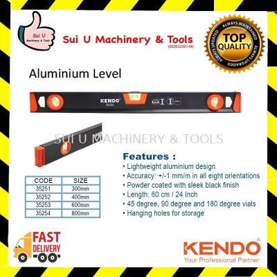 KENDO Aluminium Level 300mm~800mm with 3 Separate Levelling Vials High Durability