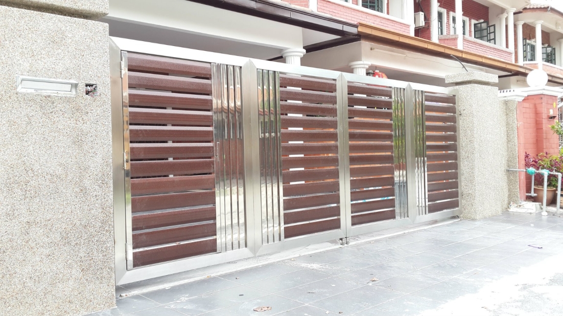 Steel & Aluminium Plate Mix Gate Design Klang / Cheras / Puchong Gate Reference Gate Malaysia Reference Renovation Design 