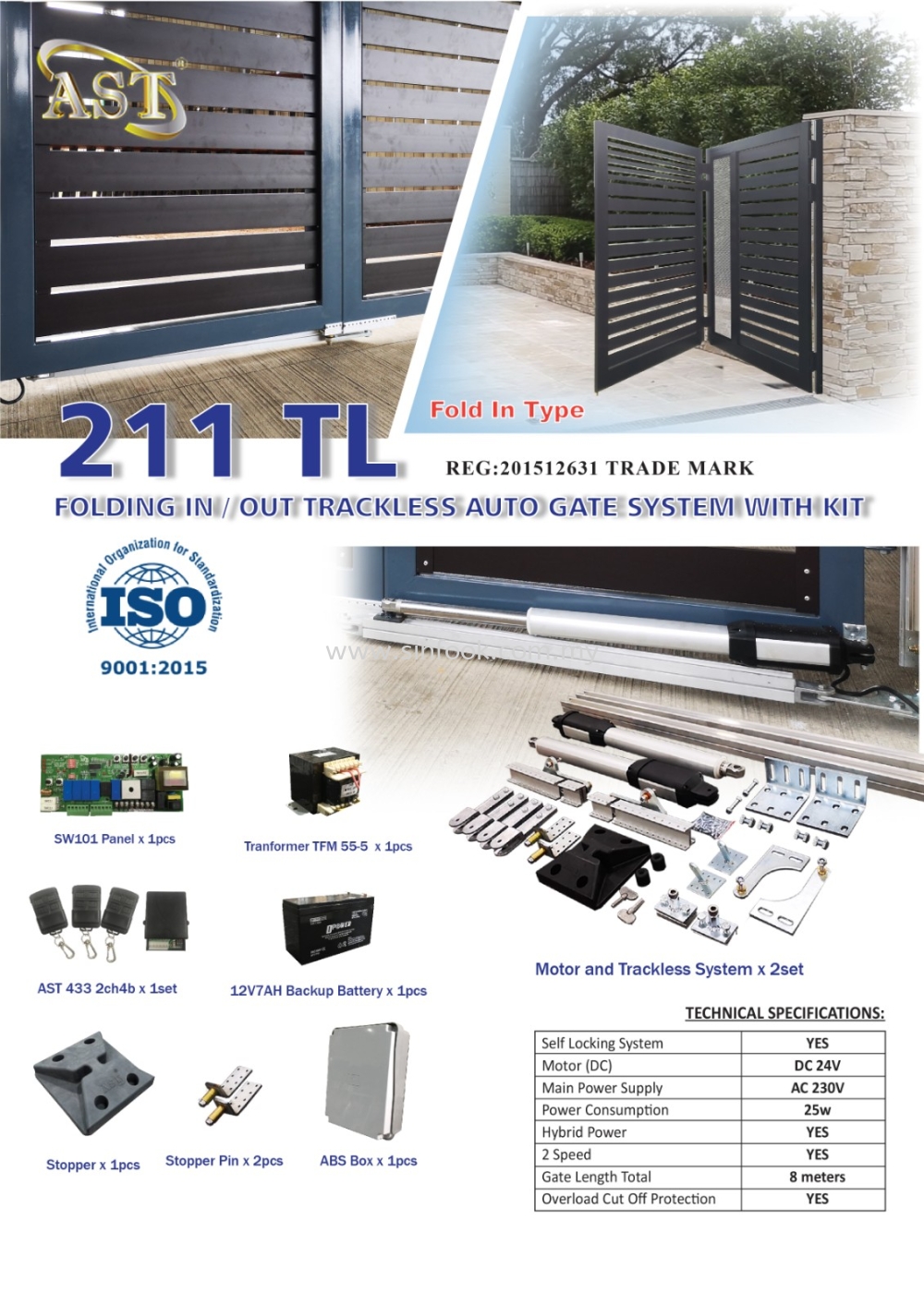 211TL TRACKLESS FOLDING AUTO GATE SYSTEM AST Auto Gate System Johor ...