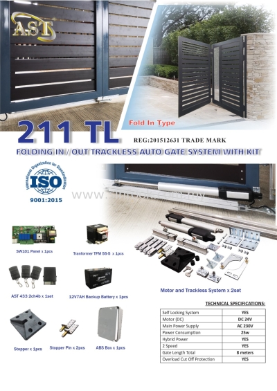 211TL TRACKLESS FOLDING AUTO GATE SYSTEM